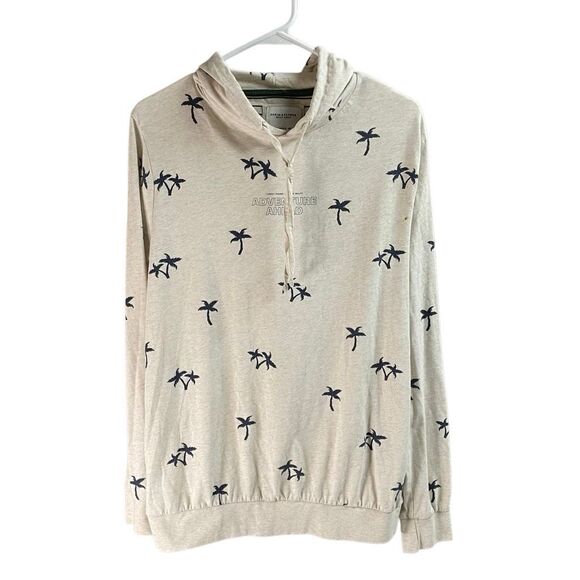 DENIM & FLOWER Men’s Pullover Long Sleeve Hoodie Shirt Size Medium Palm Trees - Picture 1 of 10